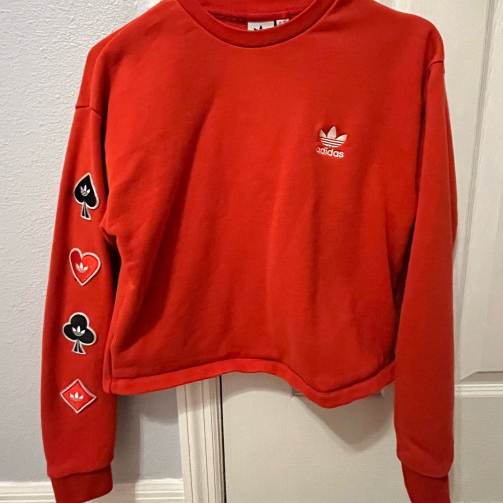 Bright Red Adidas Sweater Crop Top